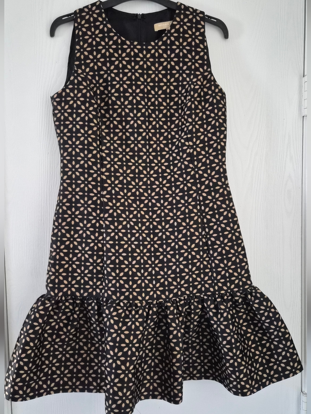 Michael Kors Collection Luxury Group Black/Suntan Ruffle Hem Mini Dress Size 4